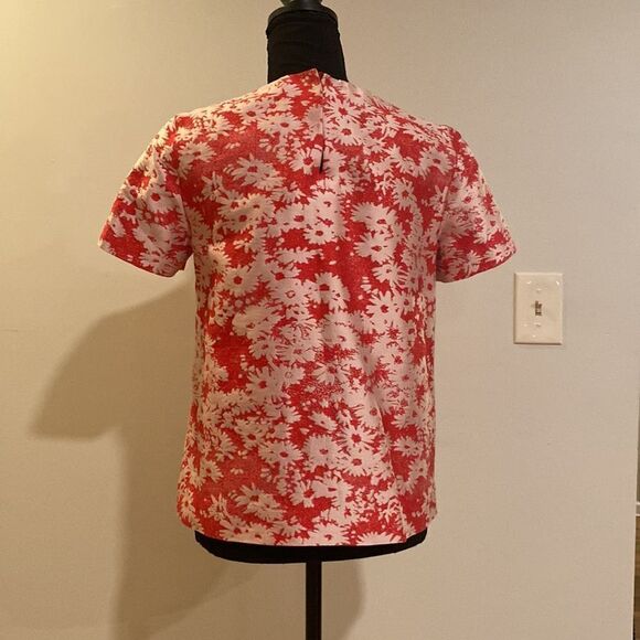 Red jacquard daisy short sleeved Stella McCartney top - Picture 5 of 6